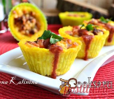 Картофельные корзиночки с курицей и острым томатным соусом фото рецепт приготовления