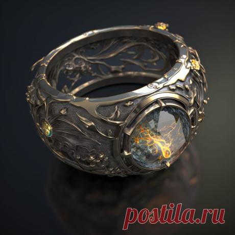 Кольцо. Женское кольцо. Серебро. Растительный орнамент. Онодирование. Золочение.