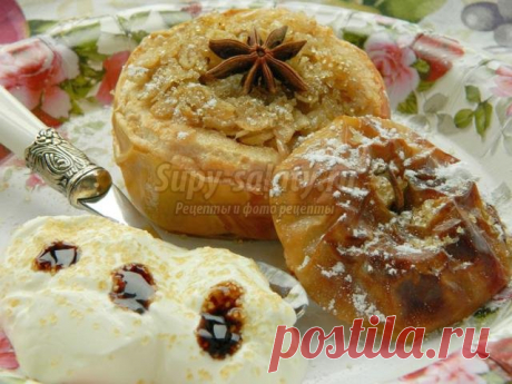 Печеные яблоки с овсянкой и сахаром. Рецепт с пошаговыми фото
