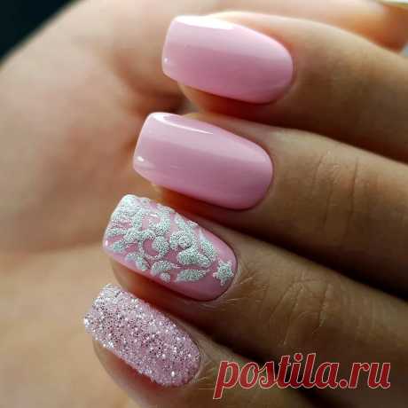 Нежно розовый маникюр (45 фото)