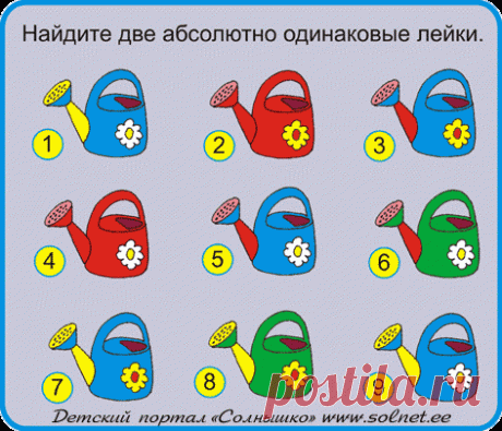 Найди одинаковое! Найди две одинаковые лейки! / SolNet.EE - детский портал СОЛНЫШКО
