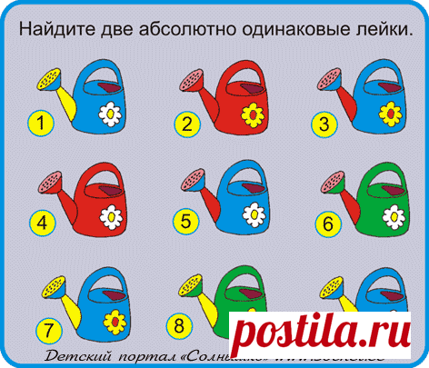 Найди одинаковое! Найди две одинаковые лейки! / SolNet.EE - детский портал СОЛНЫШКО