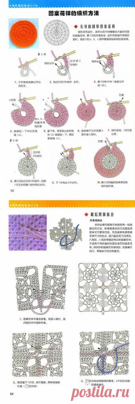Техника вязания в картинках - соединение мотивов.