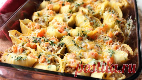 Фаршированные ракушки фаршем в духовке / Простые рецепты