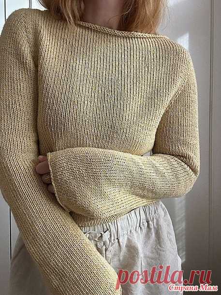 Blouse № 1 — простой облегающий пуловер. Спицы.