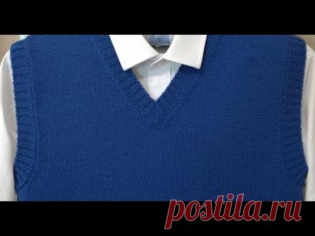 Обработка горловины и проймы жилета на вязальной машине