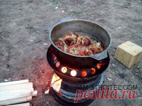 Печь для казана из колёсных дисков (11 фото+описание изготовления)