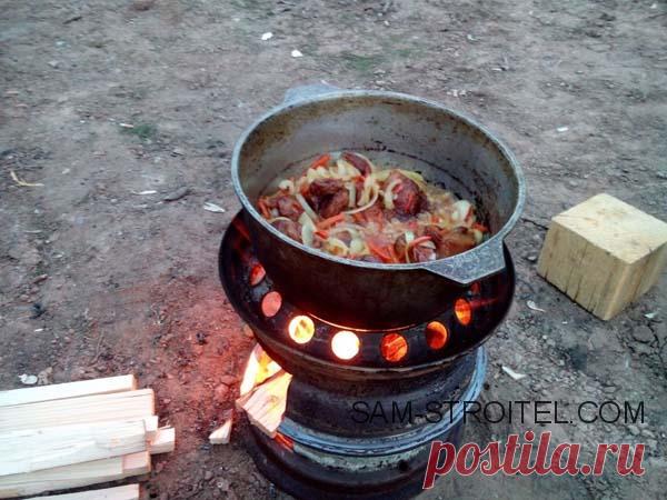 Печь для казана из колёсных дисков (11 фото+описание изготовления)