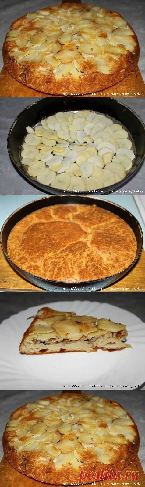 Пирог из картофеля со шпротами.