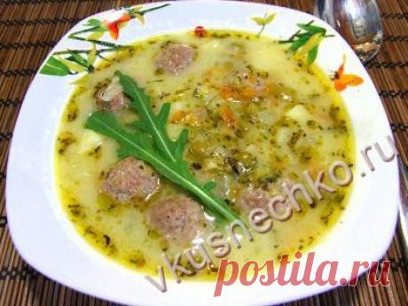 Пошаговый рецепт Сырный суп с капустой брокколи и фрикадельками с фото, как приготовить из ингредиентов: фарш, сыр, картофель, капуста брокколи - вкуснечко
