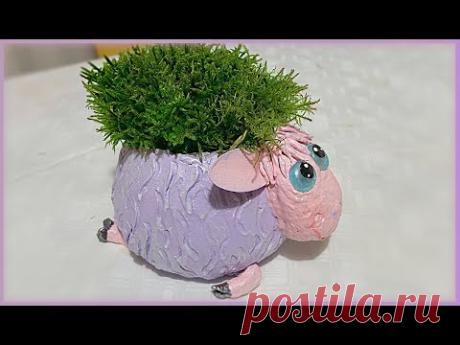 Цветочный горшок(кашпо) из гипса и шпатлевки своими руками. Декор цветочного горшка. Декор шпатлевкой
