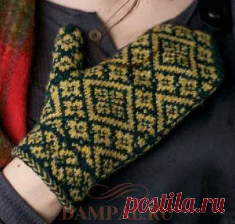 Варежки с жаккардовым рисунком «Blue Spruce» | DAMские PALьчики. ru