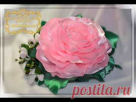 Пышная РОЗА КАНЗАШИ из ленты своими руками 🌹 DIY Kanzashi Rose