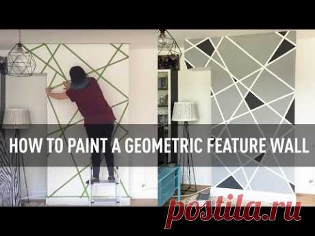 How to paint a geometric feature wall - YouTube