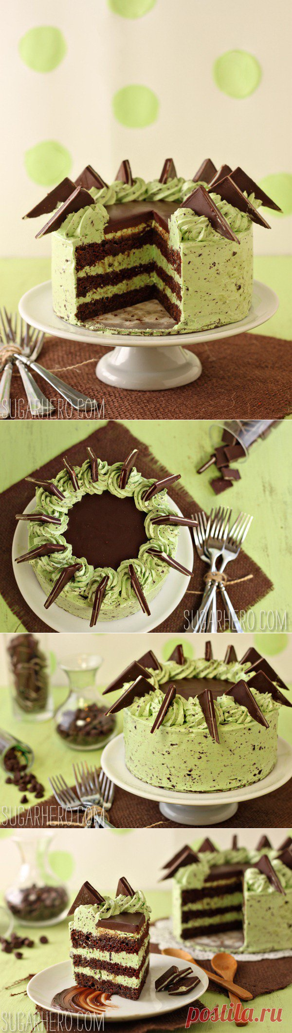 Mint Chocolate Chip Layer Cake - SugarHero