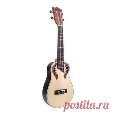 Andoer 23'' Compact Ukelele Ukulele Hawaiian Spruce Rosewood Fretboard Bridge Aquila Concert Stringed Instrument with Built-in EQ Gig Bag Strap