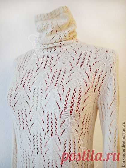 Купить Вязаный кашемировый ажурный свитерок "Кофейное зерно" - однотонный, свитер, свитер женский