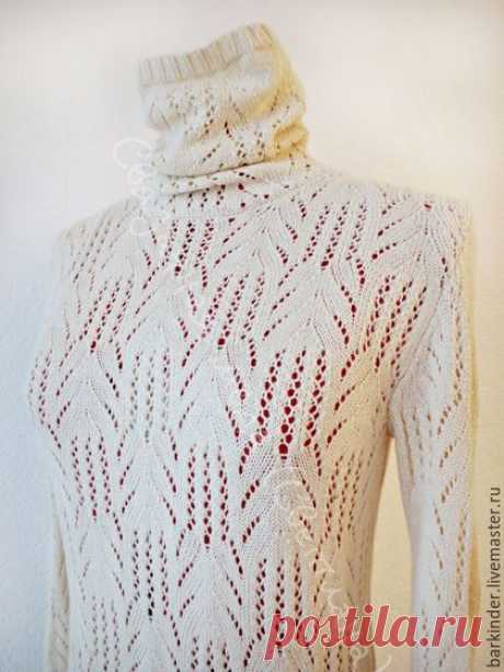Купить Вязаный кашемировый ажурный свитерок &quot;Кофейное зерно&quot; - однотонный, свитер, свитер женский