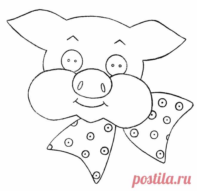 Поросенок с глазами пуговицами - аппликация детям