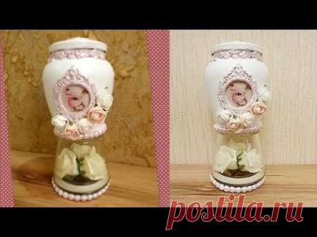 DIY Shabby Chic style glass Jar decor ❤ | Home decor & Interior design