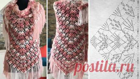 9 схем для вязания современных шалей крючком: станут достойным украшением гардероба, и согреют в прохладные осенние и зимние дни | Рукоделишна | Дзен