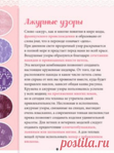 Ажурные узоры: учебный курс по вязанию спицами шаг за шагом!