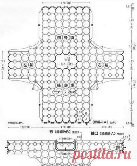 Вязание топа из круглых мотивов