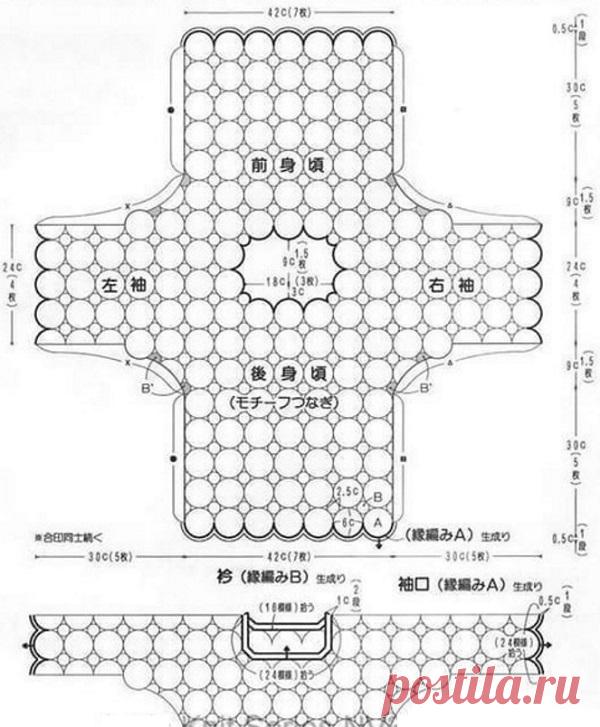 Вязание топа из круглых мотивов