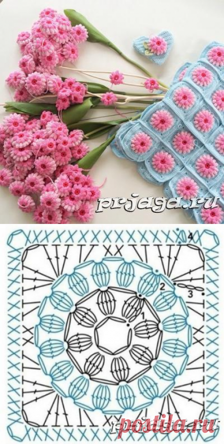 Мотивы крючком схема из пышных столбиком