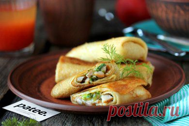 Блины с ветчиной, сыром и зеленью - рецепт с фотографиями