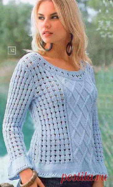 Пуловер спицами.