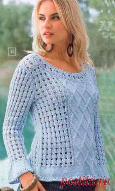 Пуловер спицами.