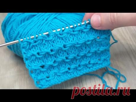 Красивый узор Волны. Вязание спицами.