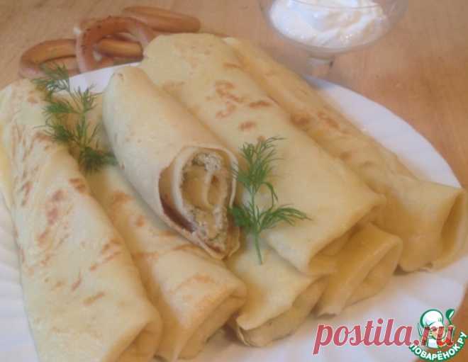Блины по-старорусски с сельдью и творогом – кулинарный рецепт