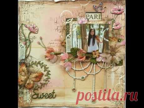 Mixed Media Scrapbook Page Tutorial Sweet - YouTube