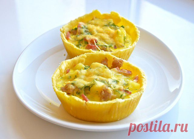 Мини киши с картошкой и мясным фаршем