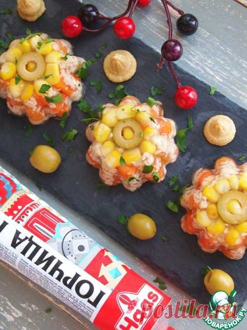 Заливное из курицы с оливками и кукурузой - кулинарный рецепт