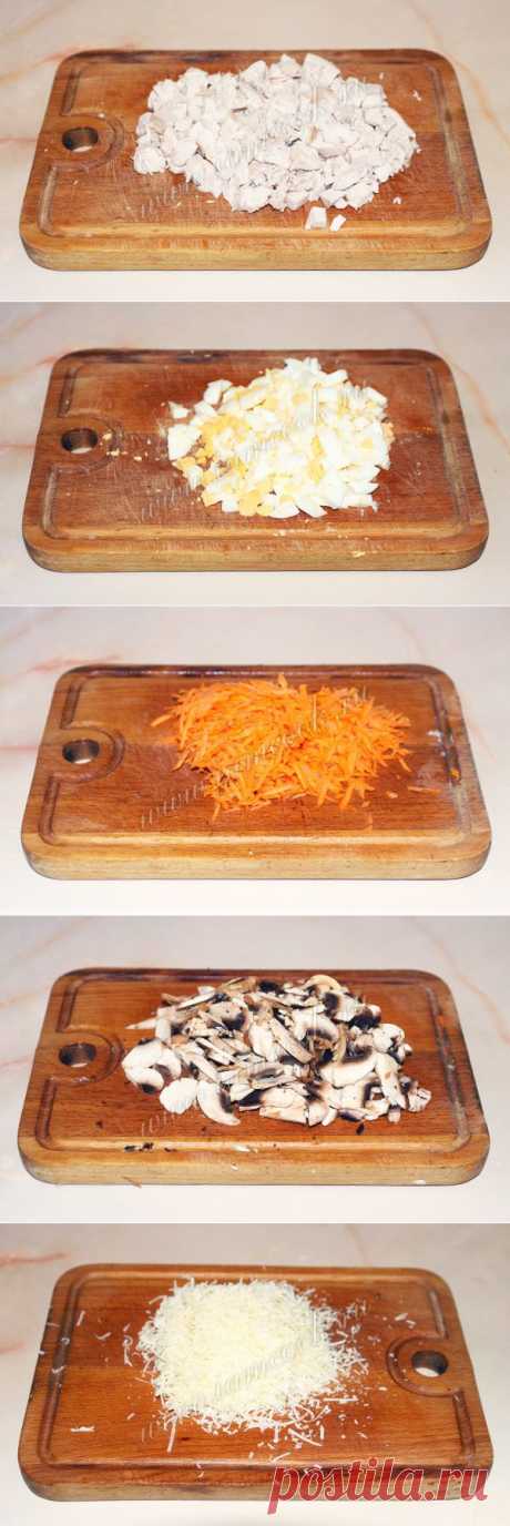 Салат с шампиньонами и курицей, пошаговый рецепт с фото.