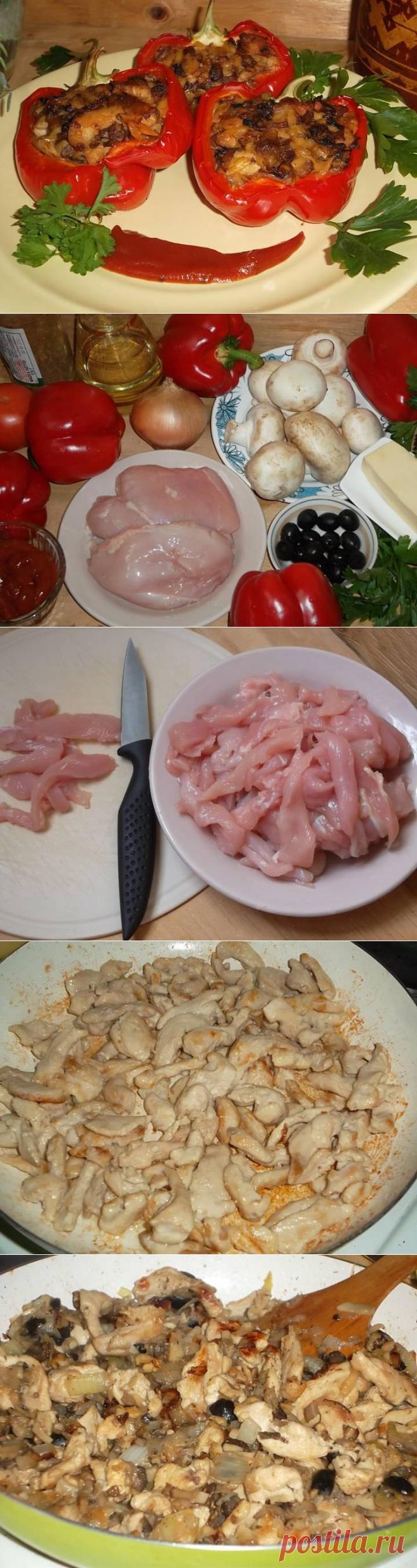Перцы,фаршированные курицей и грибами.Пошаговый рецепт - Простые рецепты Овкусе.ру