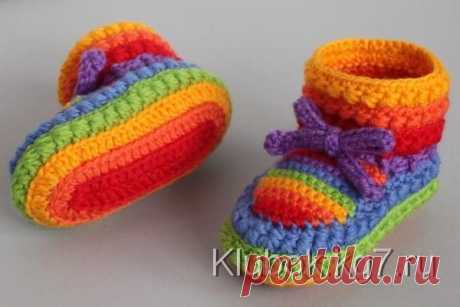 Радужные пинетки | Клубок