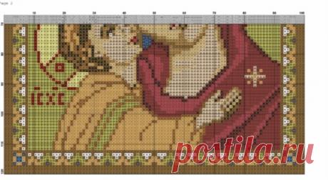 Ч2 цветная схема образ Богородицы Игоревская для вышивки крестиком бисером