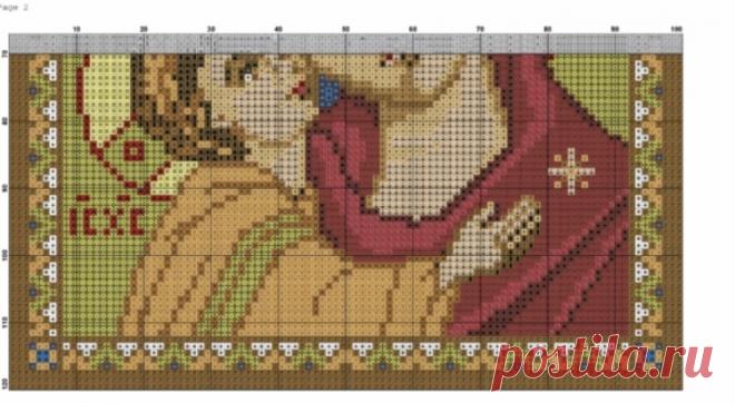 Ч2 цветная схема образ Богородицы Игоревская для вышивки крестиком бисером