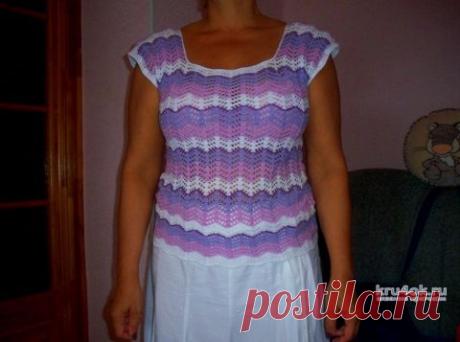 Летняя ажурная кофточка крючком. Работа Катерины