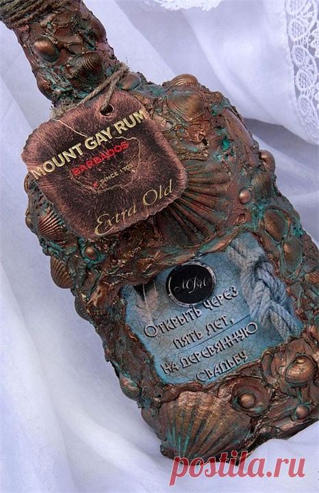 Декупаж свадебной бутылки "Из глубины моря" | VilingStore