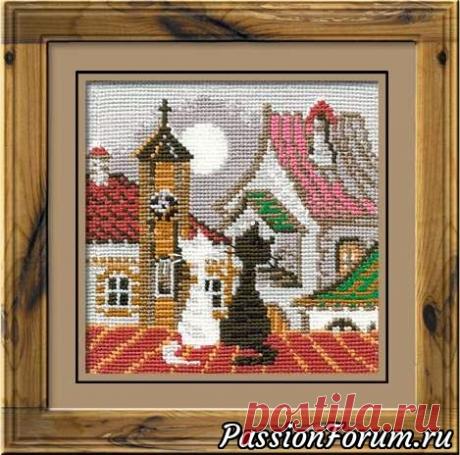 Город и кошки. Весна. Схема вышивки - запись пользователя veda (Елена Бельская) в сообществе Вышивка в категории Схемы вышивки крестом, вышивка крестиком Риолис 611 "Город и кошки. Весна" 1-белый 2-902 3-905 4-119 5-118 6-255 7-830 8-895 9-860 10-чёрный 11-310