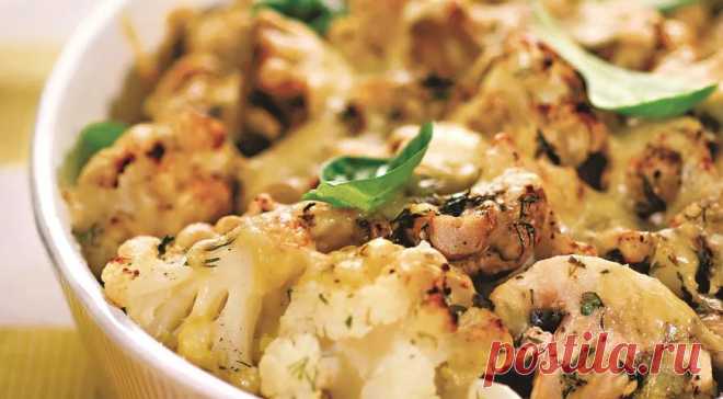 Цветная капуста, запеченная с грибами и сыром, пошаговый рецепт с фото на 237 ккал