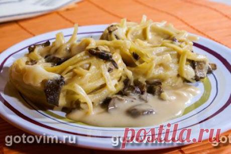 Макароны-гнезда с грибным соусом. Фото-рецепт / Готовим.РУ