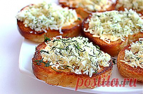 Рецепт: Гренки с чесноком и сыром - пошаговый фото рецепт приготовления