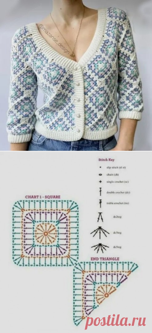 Жакет крючком из мотивов 