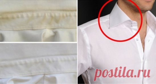 Жёлтые пятна на воротничках и подмышках тоже уберём собственным средством. 
Состав: 1 чайная ложка жидкости для мытья посуды + 3 - 4 ч. л. перекиси водорода + 2 ст. ложки соды для выпечки. 
Смешать, втирать в пятно и удивляться эффекту!